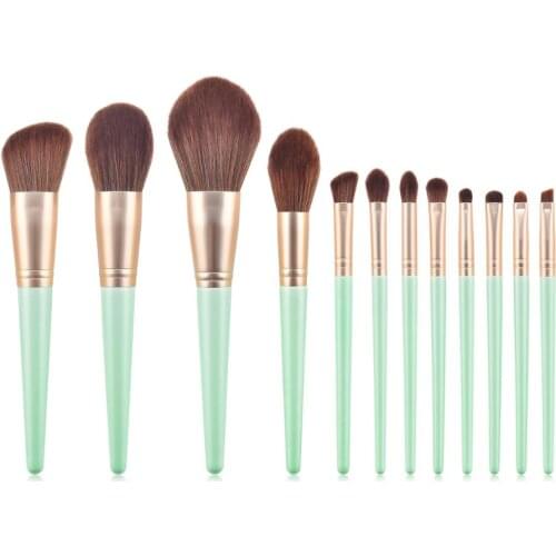 Manufacturer Private Label Makeup Brushes 12pcs Wood Handle Nylon Hair Brush Professional Makeup Brush Set For Makeup Beauty