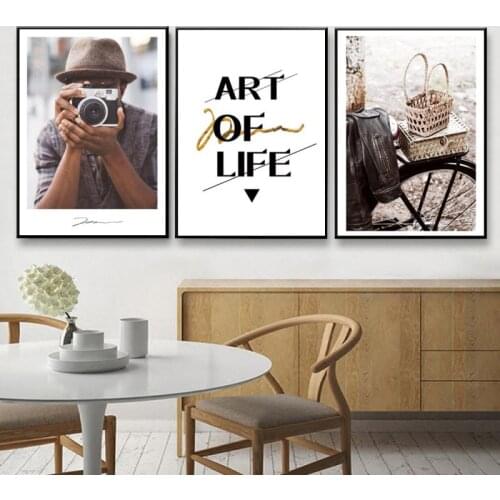 Realistic Style Photography Retro Camera Bicycle Poster Canvas Painting Art of Life Home Photography Studio Decorative Wall Art