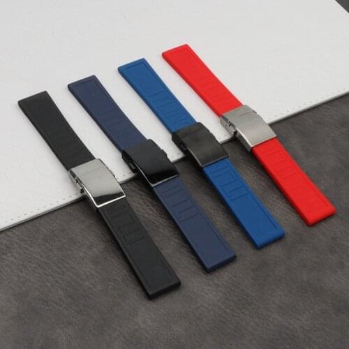22mm 24mm Luxury brand watchband Silicone Rubber Black Blue Red Bracelet For navitimer/avenger/Breitling strap watch band tools