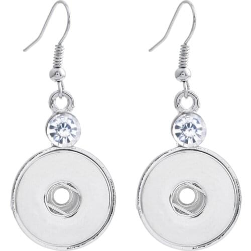 Fashion 1 Pair Zinc Alloy Crystal Simple Elegant Snap Drop Earrings Fit 18-20MM Xinnver Snap Buttons DIY Xinnver Jewelry ZI011