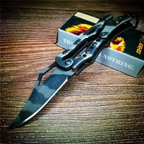Jungle color folding knife, stainless steel pocket knife, indoor and outdoor portable hunting knife, fruit knife, camping