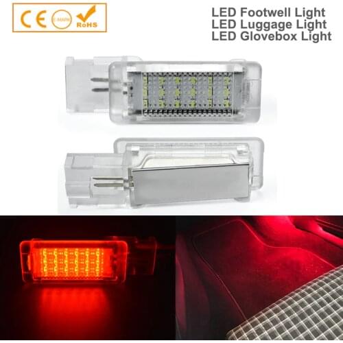 2Pcs LED Footwell Light Luggage Glove box Lamp For Seat Alhambra Ateca Skoda Superb Rapid VW Golf Passat Jetta Polo Sharan Caddy