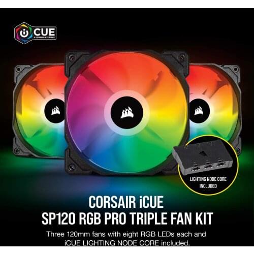 Corsair iCUE SP120 RGB Pro Performance 120mm Fan single pack,Triple Fan Kit with Lighting Node Core