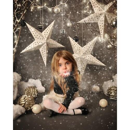 Vinyl Photography Background Snowflake Christmas Star Computer Printed Children Photography Backdrops for Photo Studio F-2213