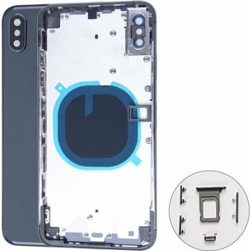 Back Cover for iPhone X And XR Back Housing Battery Door Middle Frame Chassis with Side Buttons Sim Tray