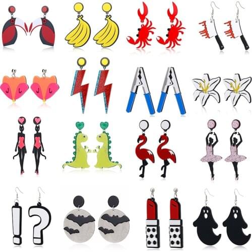 Women Punk Earrings Woodpeckers dinosaurs Earrings Charm Hip Hop Girls Gift Cute Stud acrylic jewelry Evening Party Earring