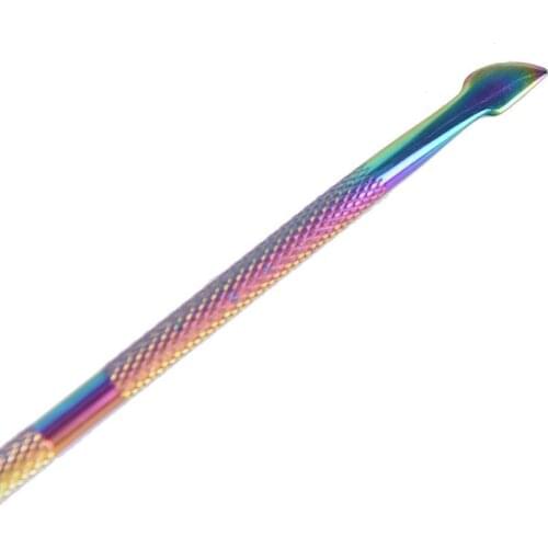 1Pc Stainless Steel Cuticle Pushers Women Lady Rainbow Double-End Cuticle Remove Pusher Nail Art Clean Tool J0022