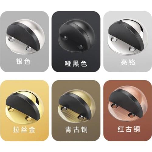 1PC Hidden Stainless Steel Rubber Door Stopper Door Holders Catch Floor Mounted Nail-free Door Stops 6 different colors