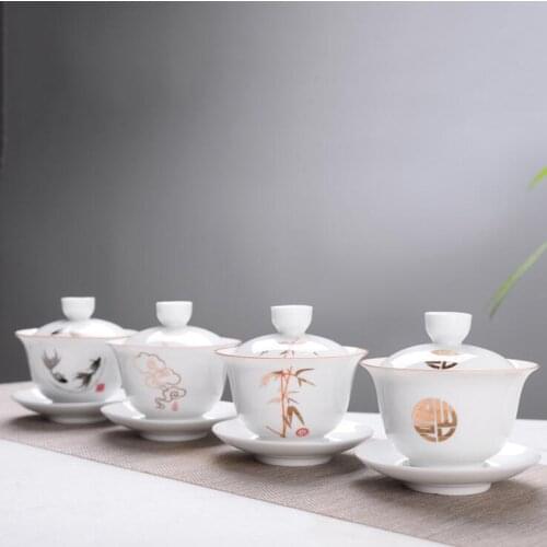 180ml Hand Painted Ceramics Tea Set Gaiwan Teaware Sets Kung Fu Tea Ceremony Tea Set Supplies Decoration Accessories Crafts