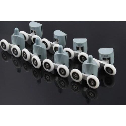 8Pcs 25mm Shower Door Rollers Twin Bottom Top Shower Door Rollers Pulleys Wheels Runners Bathroom Screw Cover Caps