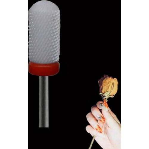 White Ceramic Nail Drill Bit - Smooth Top Bit -F