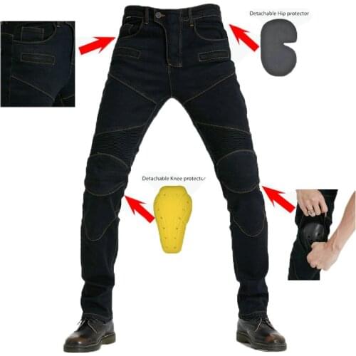 Mens Outdoor Summer Jeans Motorcycle Riding Clothes with Protective Gears