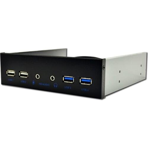 5.25 Inch Desktop Pc Case Internal Front Panel Usb Hub 2 Ports Usb 3.0 And 2 Ports Usb 2.0 With Hd o Port 20 Pin Connector
