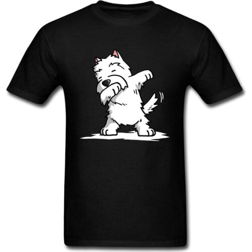 Happy Dabbing West Highland Terrier Dog Men Tshirt Shih Tzu Hip Hop Dance Cute Animal Corgi Summer Tops Tees 100% Cotton