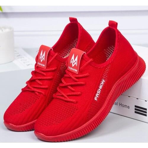 Women Casual Shoes Summer Breathable black flat Shoes Slip On Walking Shoes Ladies mesh Sneakers red Womens Vulcanized Shoes