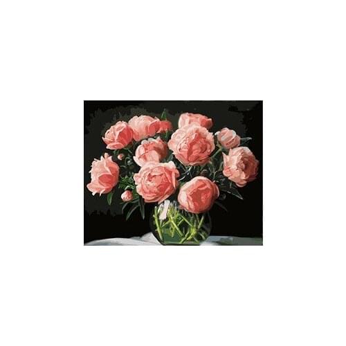 MaHuaf-X699 New arrival unique gift Digital Oil Painting On Canvas painting by numbers decorative picture pink peony flowers