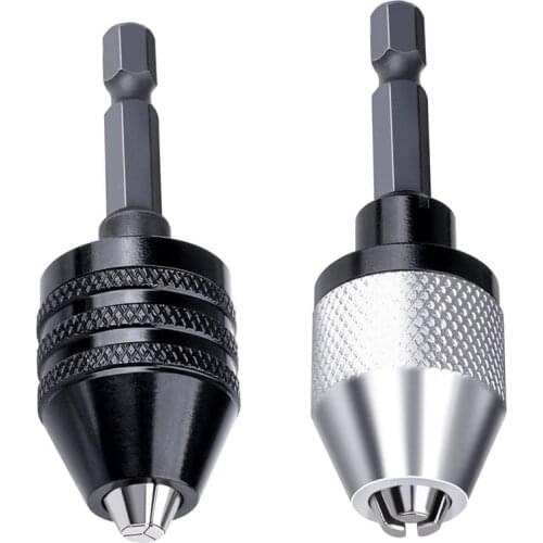 Mini 3-Jaw Drill Chuck Screwdriver Adapter with Quick-change 1/4" Hex Shank Set to Hold 0.3-6.5mm Drill Bits and Milling Cutter
