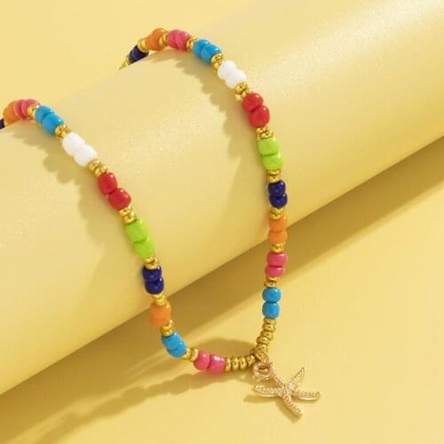 Fashion Bohemia Colorful Seed Beads Geometric Starfish Necklace Women Ocean Beach Style Necklace For Women Female Jewelry XR-46