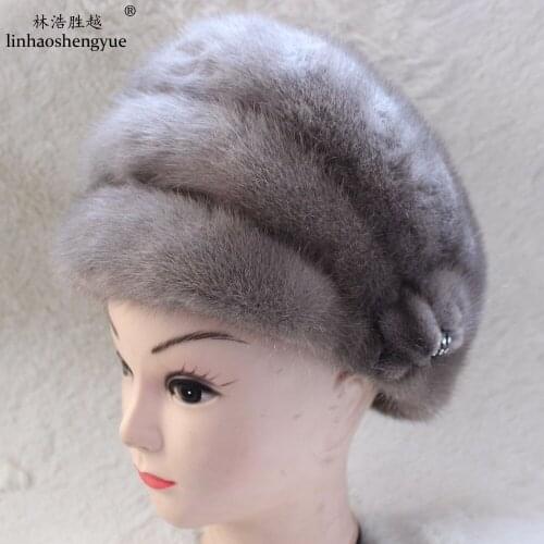 Linhaoshengyue Mink Fur Cap Ultra Warm Free Shopping