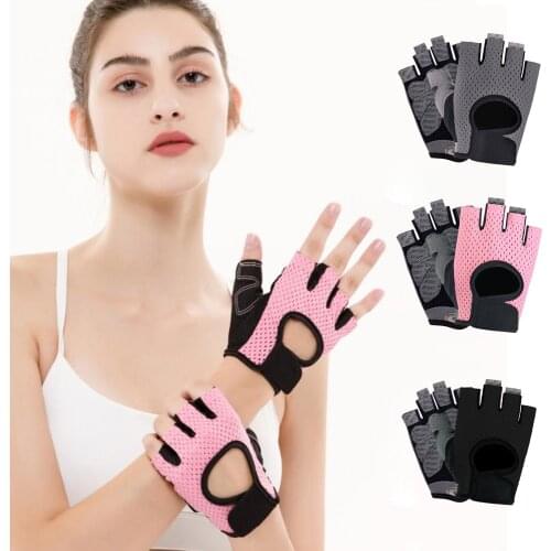 Half Finger Gym Gloves Women Strength Training Sports Riding Weight Lifting Bodybuilding Hiking Breathable Nonslip Gloves