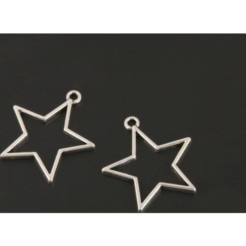 20pcs Charms Pentagram Star Silver Color Pendant For Making Necklaces Jewelry