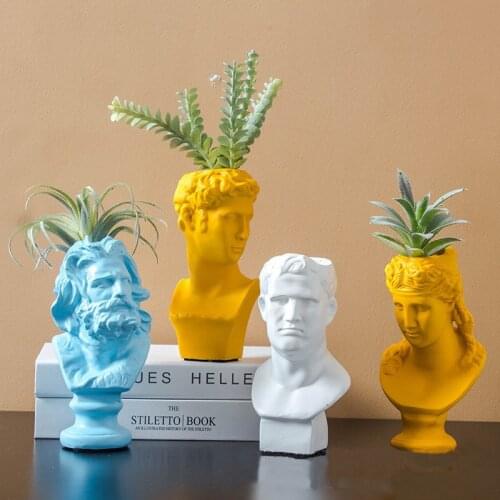 Resin Vase Artist Home Decoration Flower Pot Makeup Brush Holder Storage Box Pen Holder European Head Sculpture Model Sketch