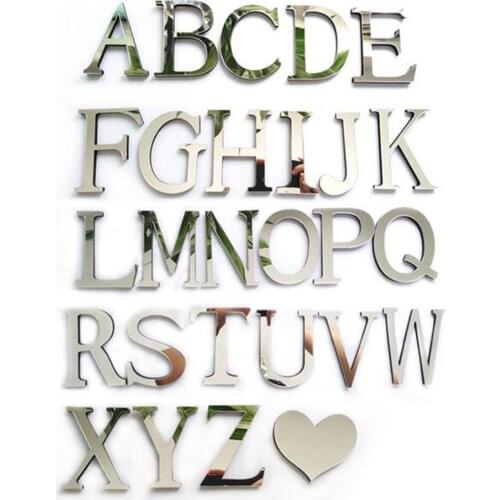 Popular Cool Creative Wedding English Love Letters 3D Mirror Wall Stickers Alphabet Home Cafe Bar Decor Supplies Products