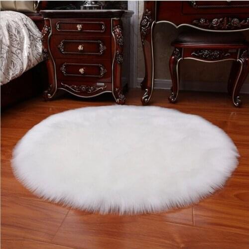 Fluffy Round Rug Carpets for Living Room Decor Faux Fur Rugs Long Plush Rugs for Bedroom Area Rug for Living Room