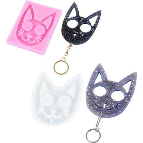 Cat Face Silicone Casting Molds For DIY Resin Keychain Pendant For Defense Jewelry Findings Tools Moulds Uv Epoxy Handmade Craft