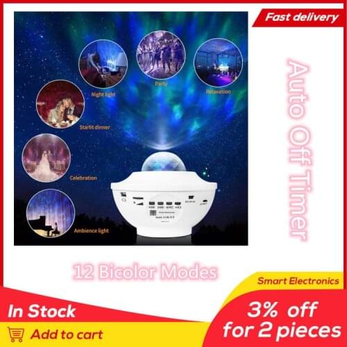 LED Star Projector Night Light Galaxy Starry Night Lamp Ocean Wave Projector With Music Bluetooth Mini Speaker Remote Control