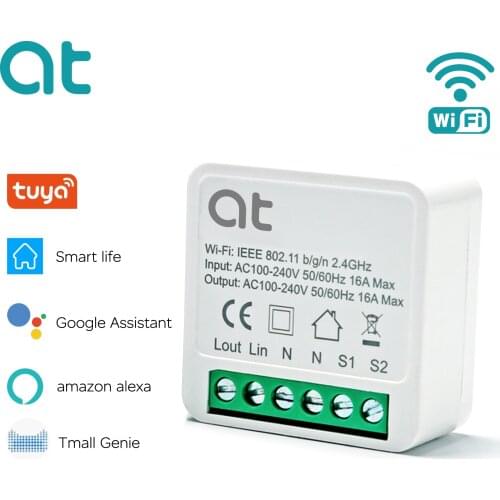 16A Tuya WiFi Smart Switch Led Light Smart Life Push Module Supports 2 Way APP Voice Relay Timer Google Home Alexa