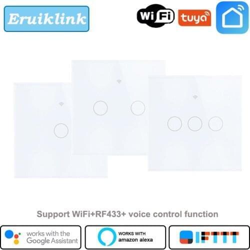 Eruiklink smart WiFi switch Tuya Smart Life app EU/UK 1 2 3gang smart wall touch light switch works with Alexa Google Home IFTTT