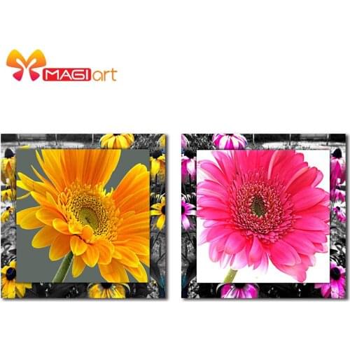 Cross stitch kits Embroidery needlework sets 11CT water soluble canvas patterns 14CT colorful Chrysanthemum-NCMF080