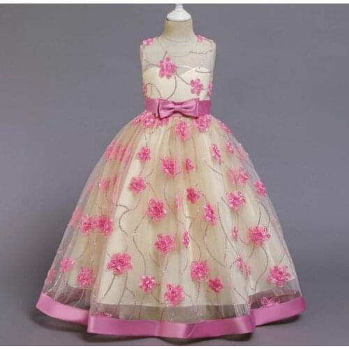 High Quality Princess Girls Wedding 3D Flower Dresses Clothes Children Kids Christmas Vestidos Costume Baby Party Dress Clothing