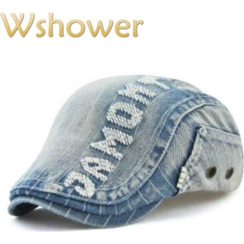Adult unisex stitched striped duckbill boina hat women denim Ivy cabbie hat male jean berets spring autumn visors drop shipping