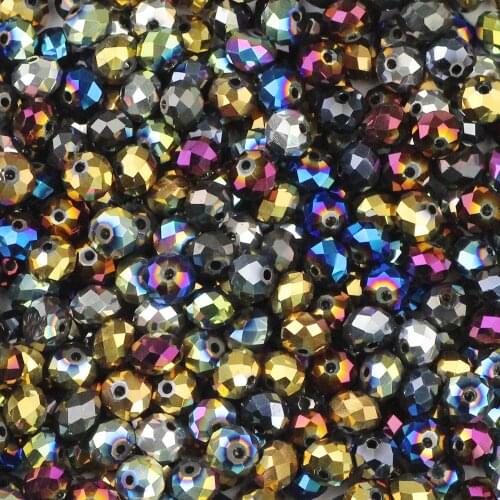 YHBZRET flat Round Shape Austrian crystals beads ball 8mm 50pcs Plating color loose beads for Jewelry Bracelet necklace DIY