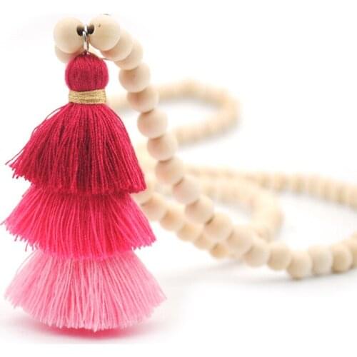 Sautoirs Femme Longs Boheme Long Tassel Necklace Boho Ethnic Statement Bohemian Wood Beaded Necklace Women Jewelry Femme Collana