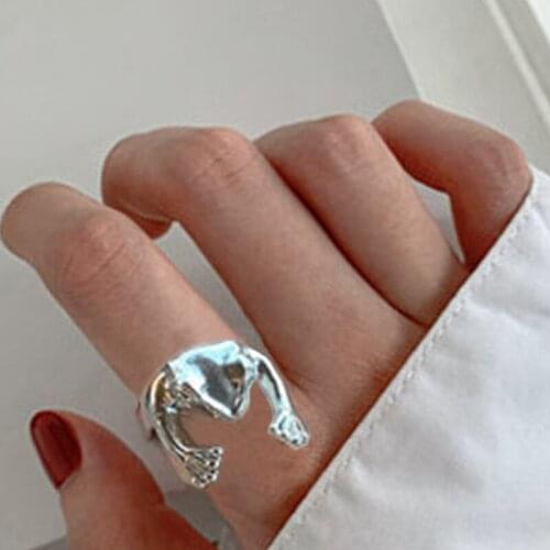 Frog Ring For Women Bohemian Retro Animal Rings Metal Design Vintage Opening Resizable Rings Silver Color Party Gifts