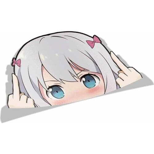 1 pieces Cartoon Car Sticker for Eromanga Sensei Peeker Big Head Anime Vinyl Transfer Stickers JDM Window Trunk Laptop Decal