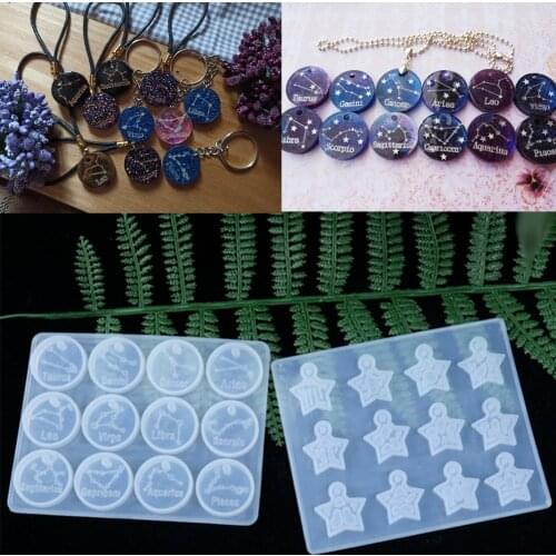 12 Constellation Round Star Shape Pendant Silicone Mold DIY Decoration Epoxy Resin Mold For Jewelry Making Handcraft Accessories