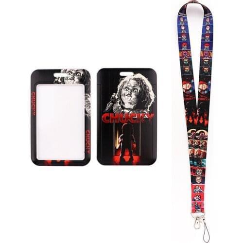 24pcs/lot MD903 DMLSKY Fashion Horror Movie Lanyard ID Badge Holder Pass Case Cover Bank Credit Card Holder Strap Card Holder