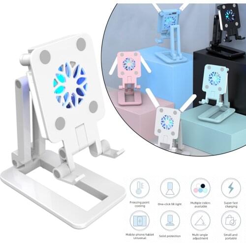 3 In 1 Foldable Phone Holder Adjustable Tablet Holder Stand With Fan Fill Light For Smart Phone Bracket Mobile Phone Accessories
