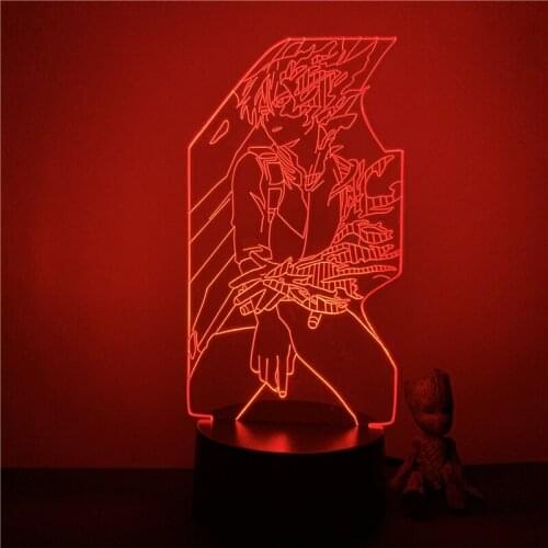 3D Lamp Night Light Anime My Hero Academia Todoroki Shoto Burning Touch LED Figure Colors Bedroom Decoration Nightlight Kids