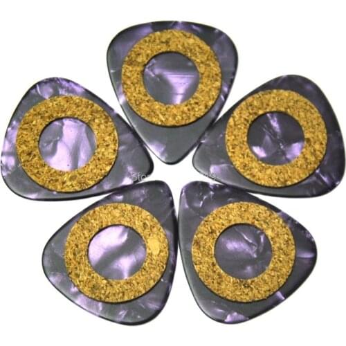 40pcs New Medium 0.71mm Antiskid Cork Grip Celluloid 351 Guitar Picks Plectrums Pearl Purple