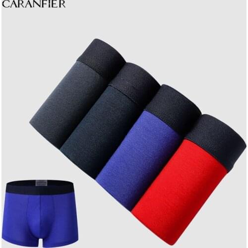CARANFIER 4pcs Male Panties Cotton Mens Underwear Boxers Breathable Man Boxer Solid Underpants Comfortable Brand Shorts Jdren
