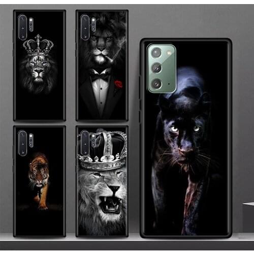 Big Cat Cool Animal For Samsung Galaxy Note 10 Lite 20 Ultra S21 Plus S20 FE 8 9 Soft Phone Case S10 A71 A51 Black Back Cover