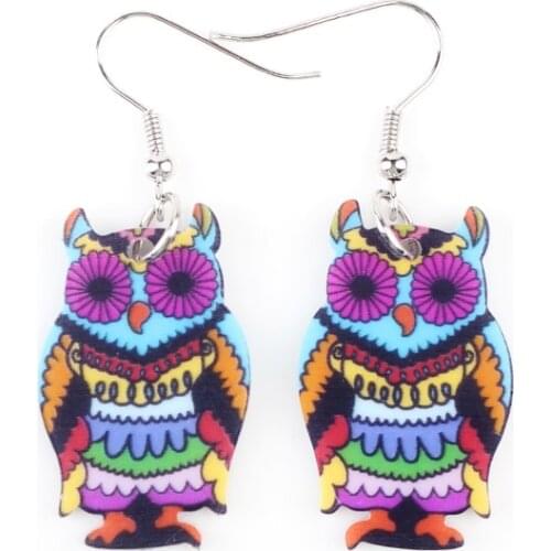 Bonsny Acrylic Drop Owl Earrings Long Dangle Earring Brand Fashion Jewelry For Women 2015 New Style Accessories Multicolor