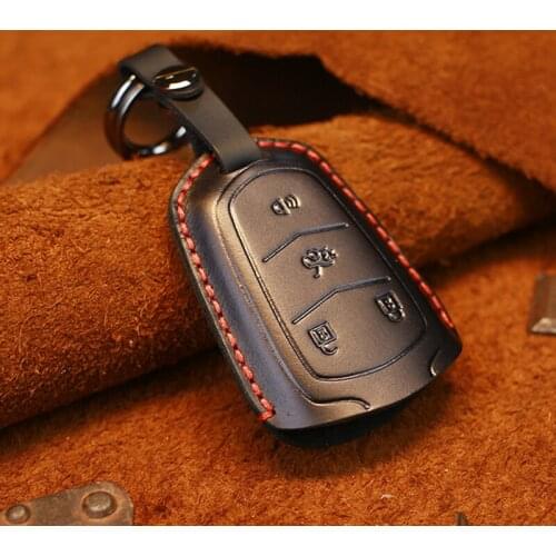 Genuine leather car key cover fob case for Cadillac ESV Escalade CTS XTS SRX ATS 15 2016 2017 2018 CT5 XT5 XT6 remote smart key