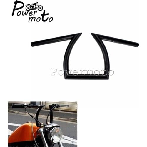Matte Gloss Black 1" 25mm Drag Handlebar Z Bar For Harley Cafe Racer Sportster 48 XL 883 1200 23-1/4" Wide 8-3/4" Rise Handlebar