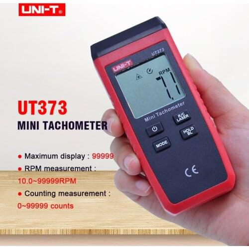 Digital Laser Tachometer UNI-T UT373 Non-Contact Tachometer 10-99999RPM Range Odometer Km/h Auto range Data hold LCD backlight